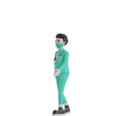 Plakat 3d doctor with green uniform