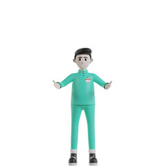 3d Doctor with green uniform