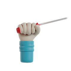 3d blue hand holding carpentry tools