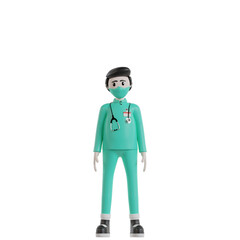 3d Doctor with green uniform