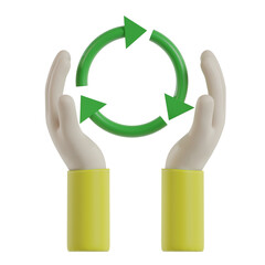 3d hand holding green eco sign