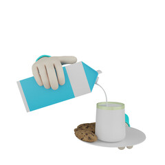 3d hand holding milk package