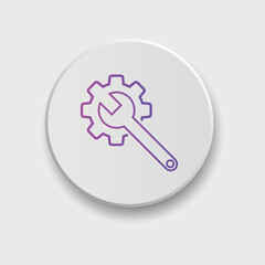 Gear and Wrench icon Vector illustration. Settings icon Flat style. Repair service icon with button
