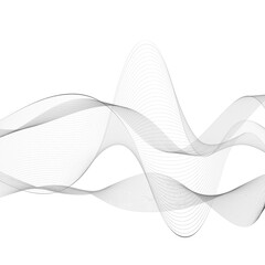 Abstract wave element for design. Digital frequency track equalizer. Stylized line art background. Vector illustration. Wave with lines created using blend tool. Curved wavy line, smooth stripe.