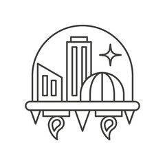 City, space concept line icon. Simple element illustration. City, space concept outline symbol design from space set. Can be used for web and mobile on white background