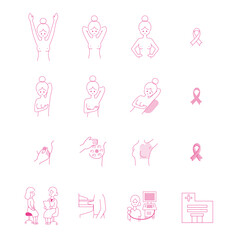 乳がん検診に関するイラストセット