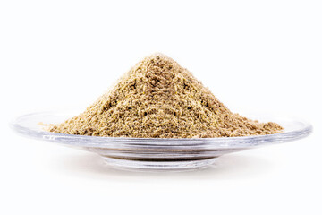 Indolebutyric acid, talc or rooting powder, thiamine sulfur, vegetable vitamin, fertilizer or fertilizer isolated on white background