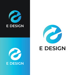 Modern monogram E logo design with arrow