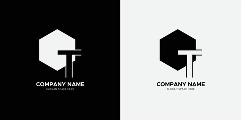 T letter monogram logo design template