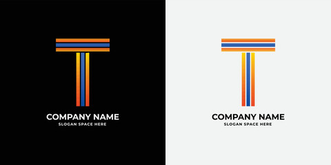 Letter T colorful gradient logo icon design template elements