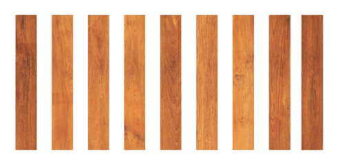 Rustic plank of teak wood isolated on transparent background for for vintage design purpose