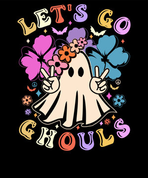 Let's go ghouls Halloween boo Retro t shirt Vintage Halloween Party t-shirt design