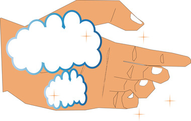 手の上に泡のイラスト