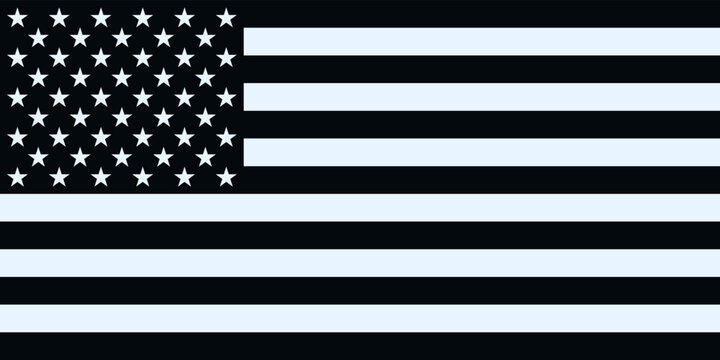 Black and white flag of United States of America. Vector illustration background.