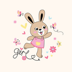 Obraz na płótnie Canvas Cute little bunny cartoon vector