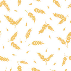 Wheat and rye ears seamless pattern