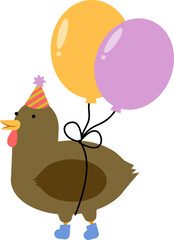Hen with Balloon Illustration