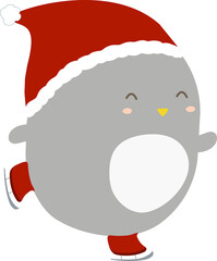 Bird Skating on Ice Illustration