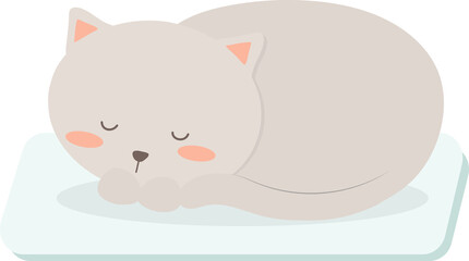 Cat Sleeping Curled Up in a Ball Illustration