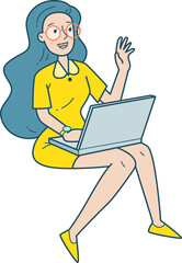 Woman Video Call on Laptop