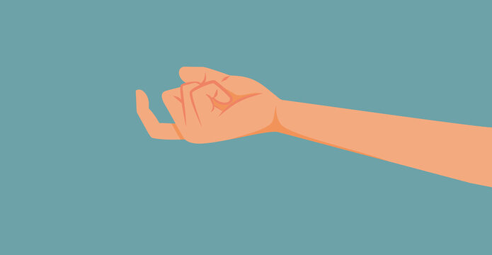 Hand Making Beckoning Sign Vector Cartoon Illustration. Lover flirting and seducing with nonverbal inviting gesture
