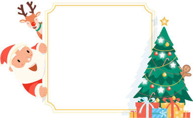 Santa Claus Character with Signboard Illustration