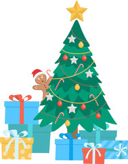 Christmas Tree with Gift Boxes Illustration