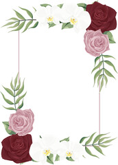 Red and Pink Flowers Blossom with Leaves for Decorative Element