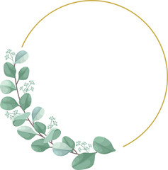 Branch of Green Leaves in Water Color for Decorative Element