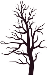 Black Tree Silhouette for Halloween Decorative Element