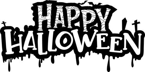 Happy Halloween Message Design for Decorative Element