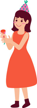 Woman Holding Party Popper Illustration