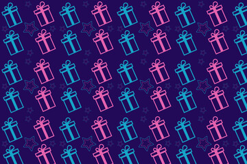 seamless pattern with Pink and blue gift boxes
