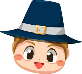 Thanksgiving Character in Pilgrims Costume for Decorative Element