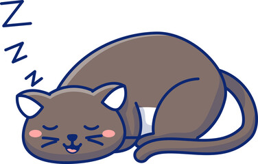 Cartoon cat sleeping illustration