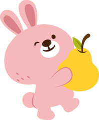 Rabbit holding pear illustration