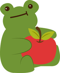 Frog with apple illustration