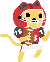 Cartoon cat playing american football