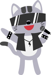 Cat sing a song illustration
