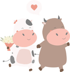Cow couple illustration