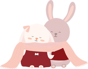 Obraz na płótnie Canvas Rabbit couple illustration