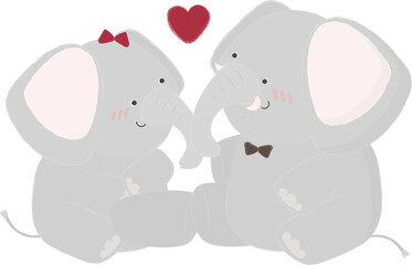Elephant couple illustration