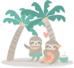 Sloth couple illustration