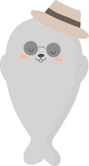 Seal wearing hat illustration
