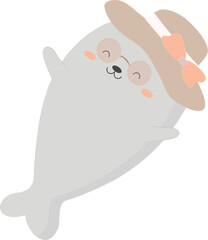 Seal wearing hat illustration
