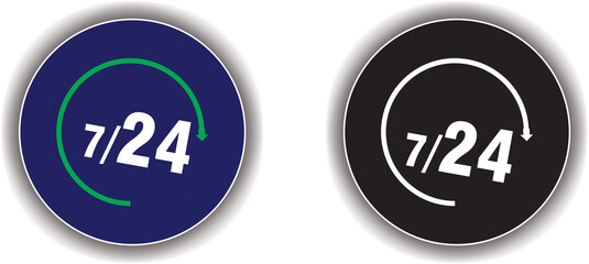 24 Hours 7 days service support helpline icon symbols set illustration.
