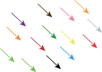 下降する沢山のカラフルな矢印