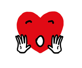 Obraz premium 手を口に叫ぶ ハート