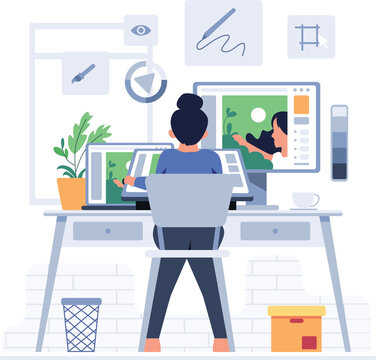 People work from home illustration