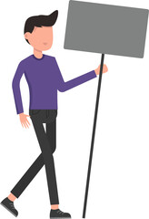 Man holding banner illustration